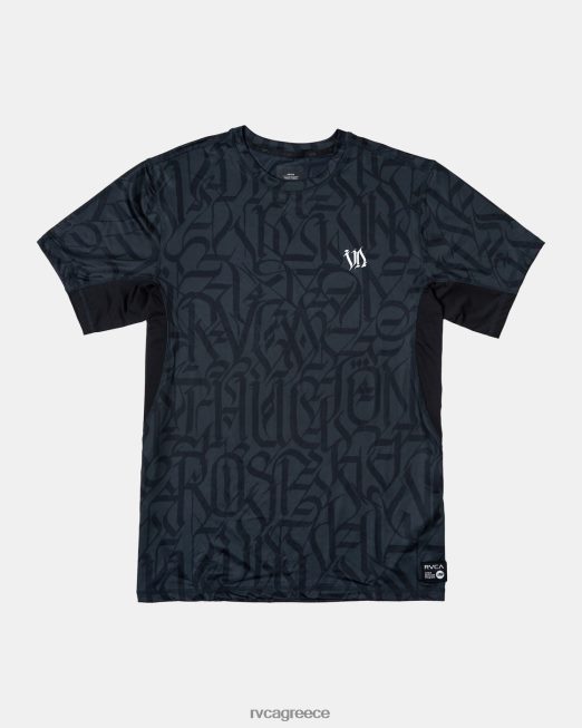 R422N81003 κακοποιός τριαντάφυλλο σπορ απόδοση αεραγωγού κοντομάνικο τοπ RVCA άνδρες μαύρος είδη ένδυσης