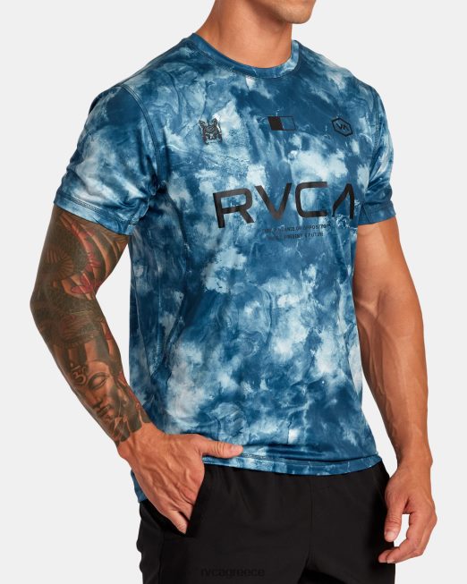 R422N823 μπλουζάκι τεχνικής εκπαίδευσης vent va sport badge RVCA άνδρες γαλαζοπράσινη βαφή γραβάτας είδη ένδυσης