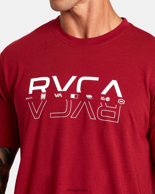 R422N8299 διπλό σπαστό μπλουζάκι RVCA άνδρες καρδινάλιος είδη ένδυσης