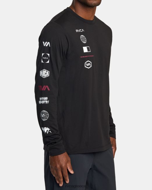 R422N8502 αρένα μακρυμάνικο μπλουζάκι RVCA άνδρες μαύρος είδη ένδυσης