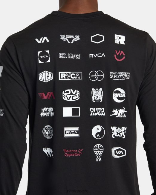 R422N8502 αρένα μακρυμάνικο μπλουζάκι RVCA άνδρες μαύρος είδη ένδυσης