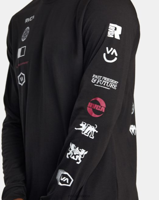 R422N8502 αρένα μακρυμάνικο μπλουζάκι RVCA άνδρες μαύρος είδη ένδυσης