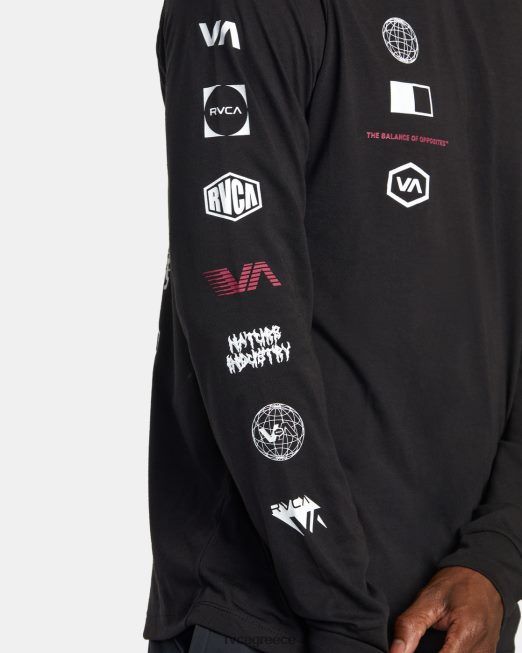 R422N8502 αρένα μακρυμάνικο μπλουζάκι RVCA άνδρες μαύρος είδη ένδυσης