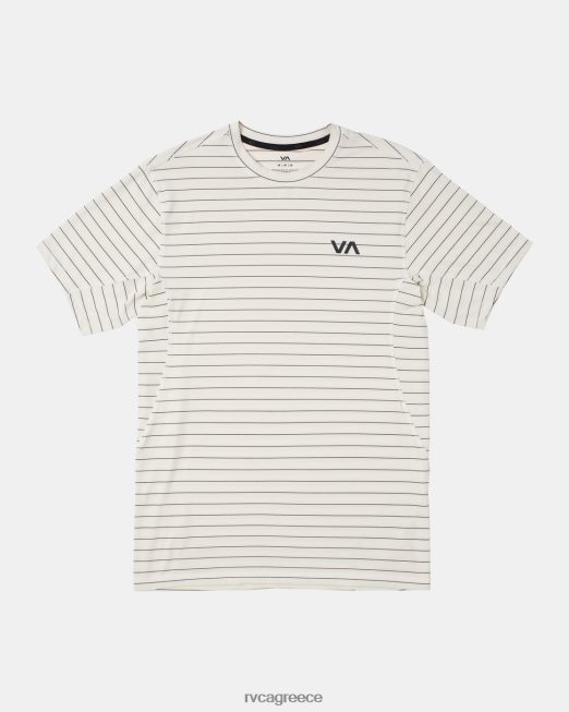 R422N8958 τεχνικό κοντό μανίκι ριγέ αεραγωγού RVCA άνδρες υπόλευκο είδη ένδυσης