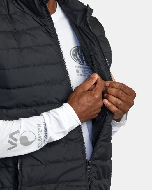R422N8462 συσκευασμένο γιλέκο puffa puffer RVCA άνδρες μαύρος είδη ένδυσης
