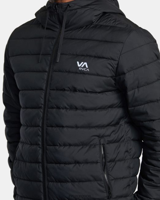 R422N8505 συσκευασμένο puffa puffer jacket RVCA άνδρες μαύρος είδη ένδυσης