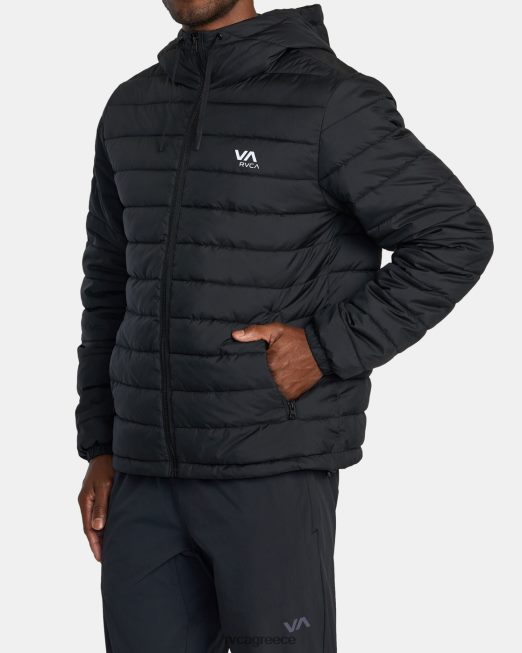 R422N8505 συσκευασμένο puffa puffer jacket RVCA άνδρες μαύρος είδη ένδυσης
