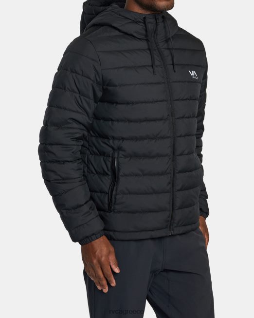 R422N8505 συσκευασμένο puffa puffer jacket RVCA άνδρες μαύρος είδη ένδυσης